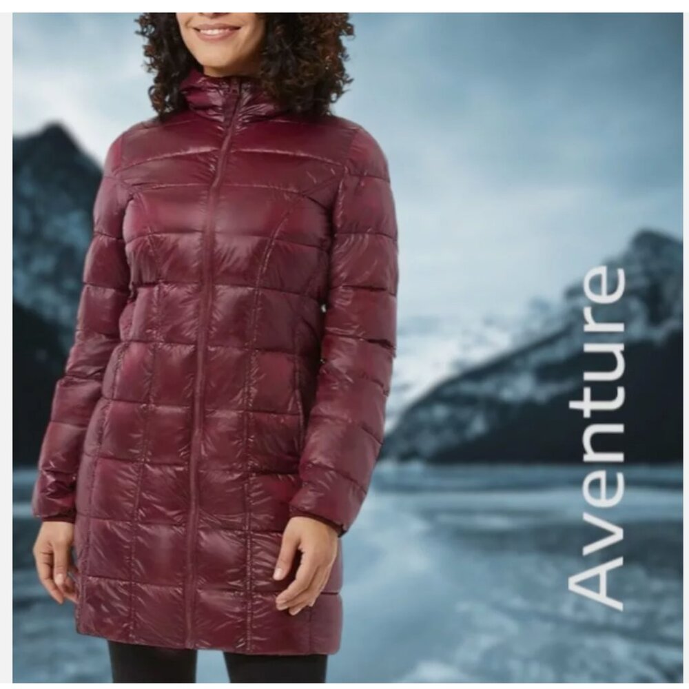 Aventure | 3/4 Length Puffer Jacket | Maroon Size M